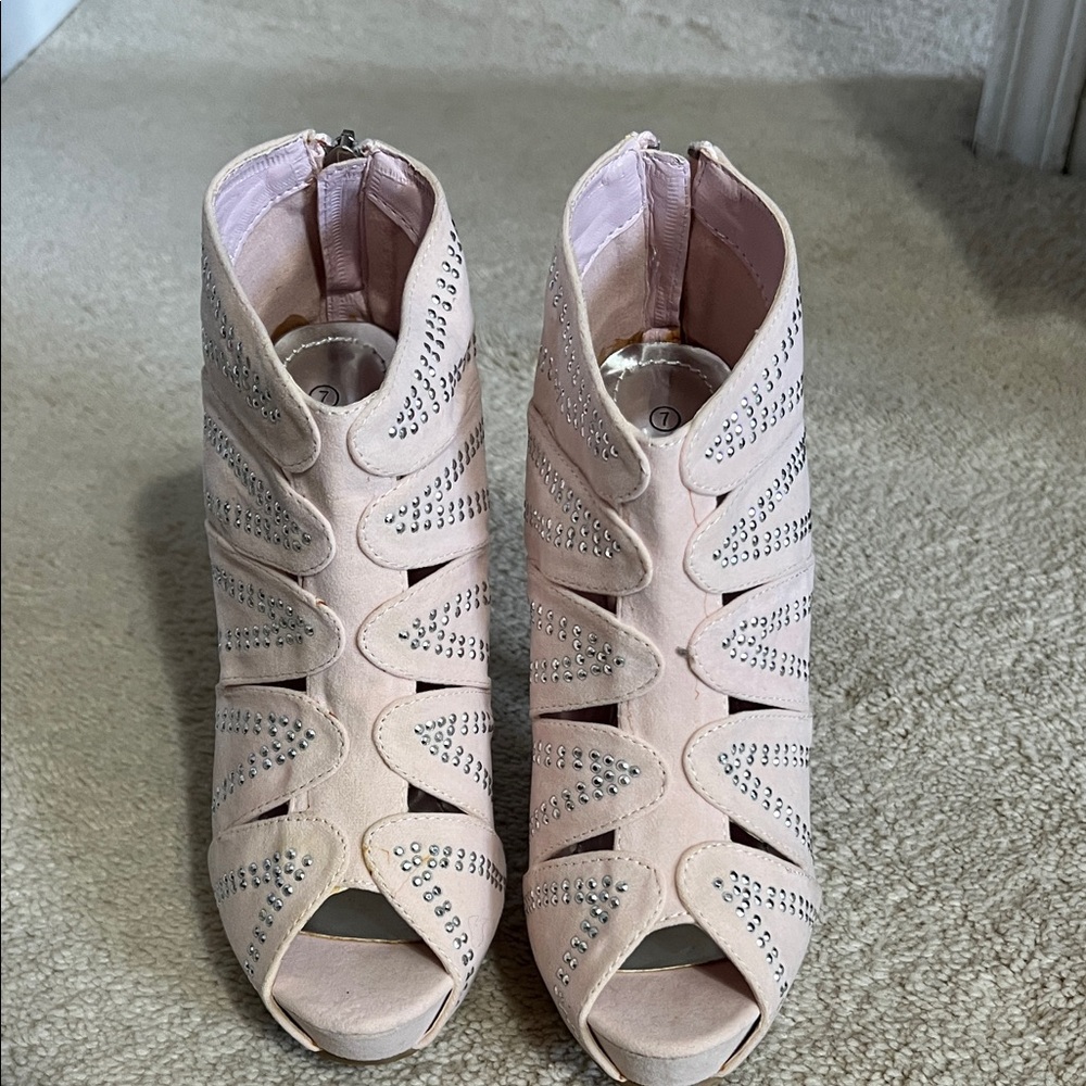 Deb Pink Cutout Peep-Toe Heels
